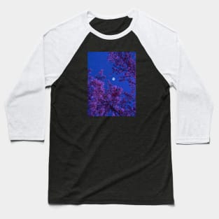 Moon glowing over the flowers Baseball T-Shirt